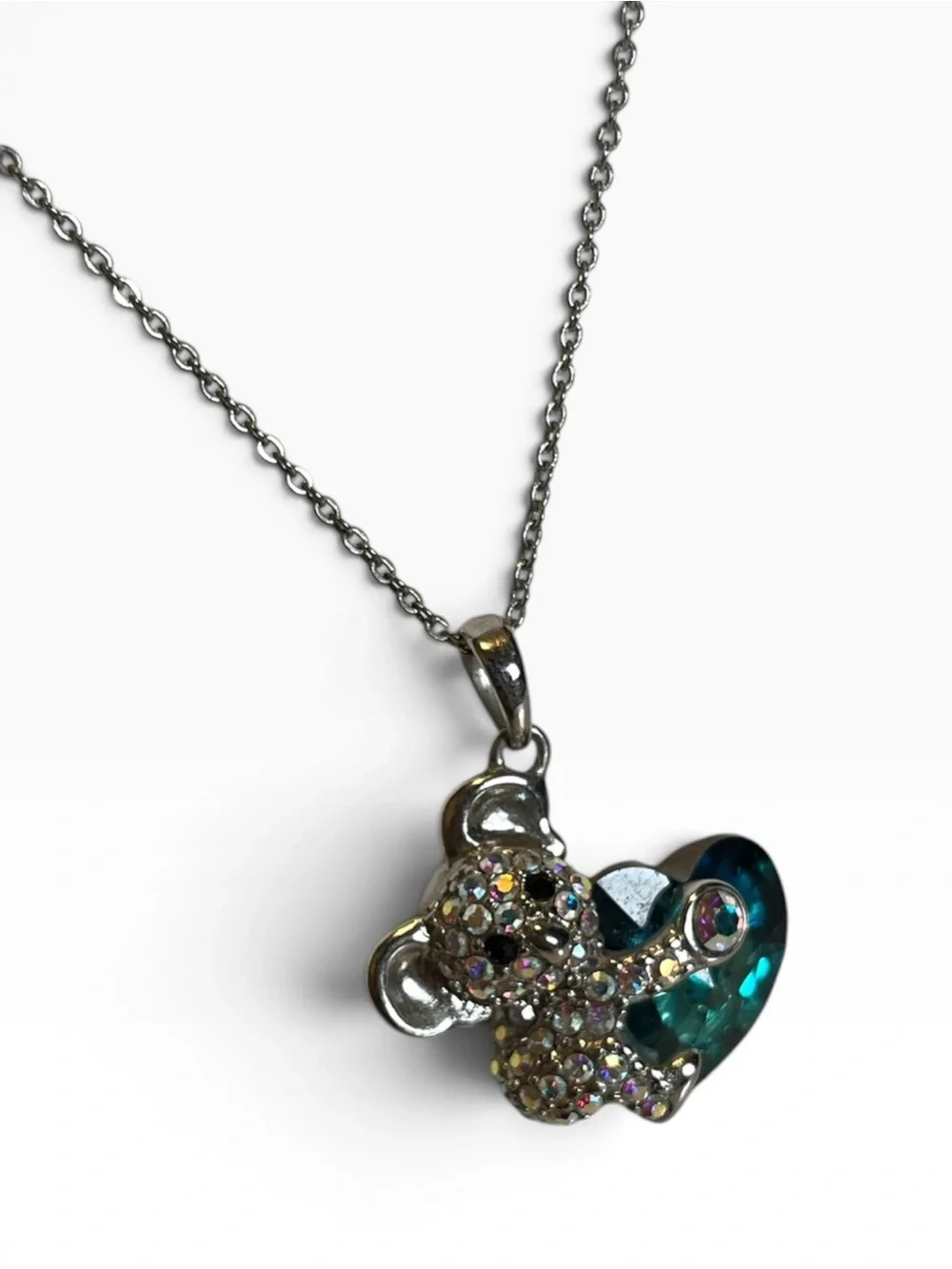Swarovski Crystal Koala Bear Heart Pendant Necklace CC X